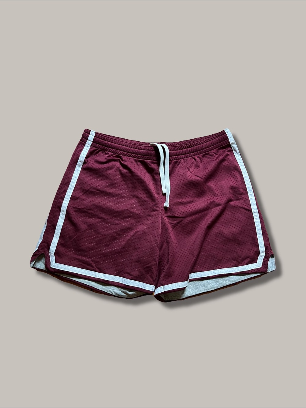 Lands' End Women’s Maroon Athletic Shorts with White Drawstring
